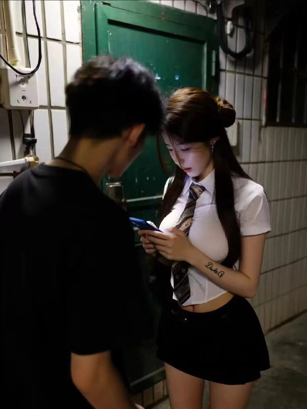 穿着白色衬衫的女人看着她的手机