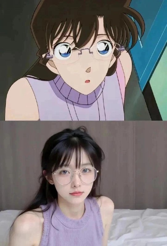 戴着眼镜和紫色衬衫的女人