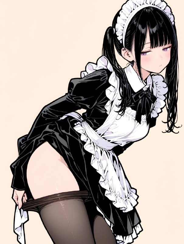 穿着女仆服装的女人为一张照片而立场